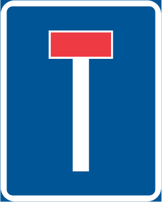 E17 Återvändsväg. Anvisningsmärken