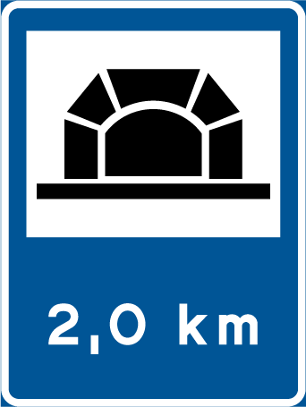 E26 Tunnel. Anvisningsmärken