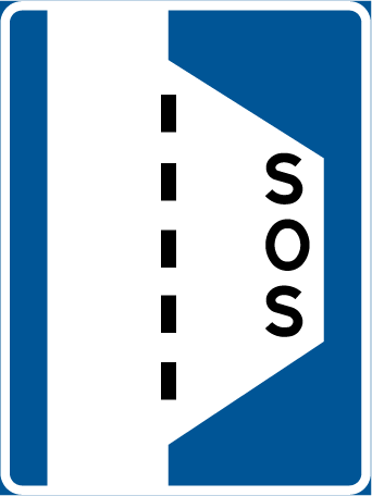 E27 Nöduppställningsplats. Anvisningsmärken