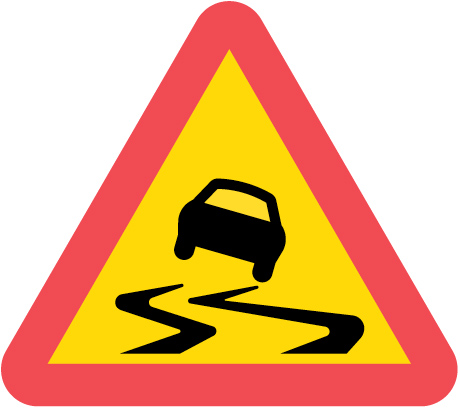 A10 Varning för slirig väg