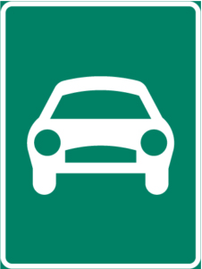 E3 Motortrafikled. Anvisningsmärken