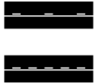 M10. Mittlinje eller körfältslinje och heldragen linje